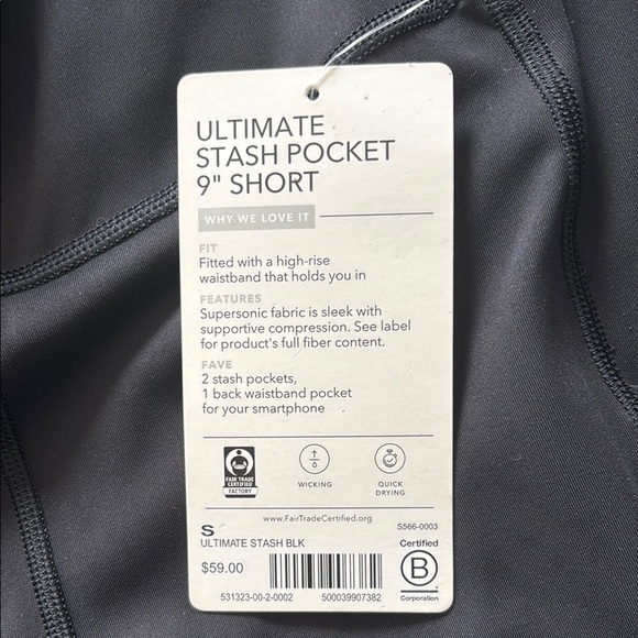 NWT Athleta Black Bike Shorts High-Waisted Stretch - Picture 3 of 4